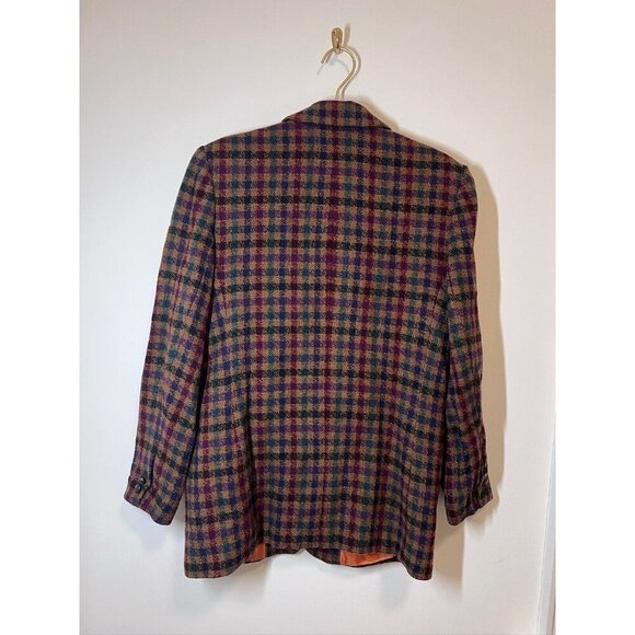 VTG Giorgio Sant'Angelo Plaid Wool Blazer Preppy Equestrian - Picture 8 of 12